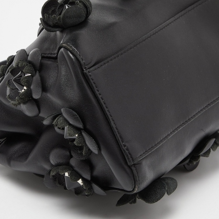 مملوكة مسبقًا Fendi Black Leather Mini Peekaboo Flowerland Top Handle Bag