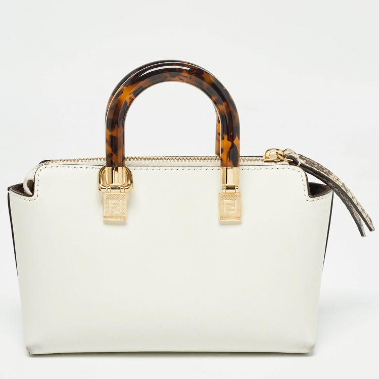 Pre Owned Fendi Off White Python and Leather Mini By The Way Bag