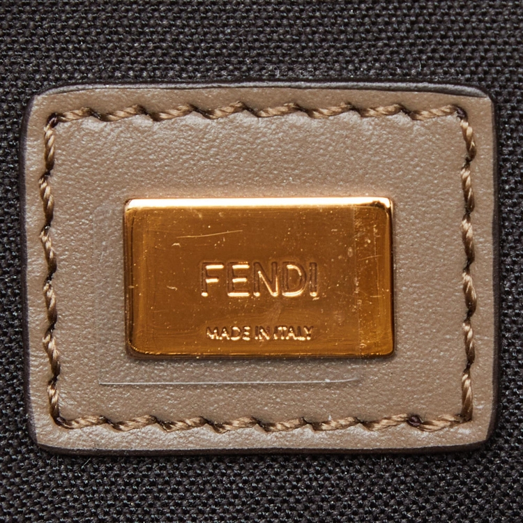 Pre Owned Fendi Beige Leather and Python Embossed Leather Roma Flat Wristlet Pouch
