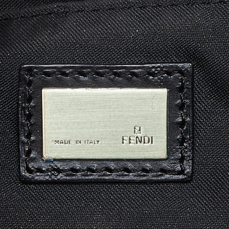 Pre Owned Fendi Beige/Black Zucchino Canvas and Leather Compilation Baguette Bag