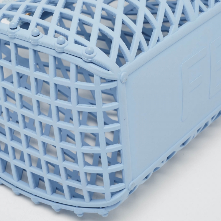 Pre Owned Fendi Light Blue Plastic Medium Basket Tote