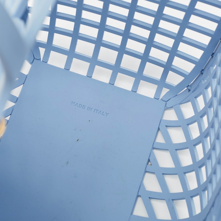 Pre Owned Fendi Light Blue Plastic Medium Basket Tote
