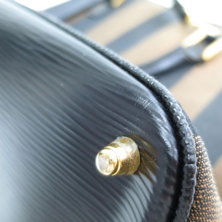 Pre Owned Fendi Brown Canvas Pequin Small Tote