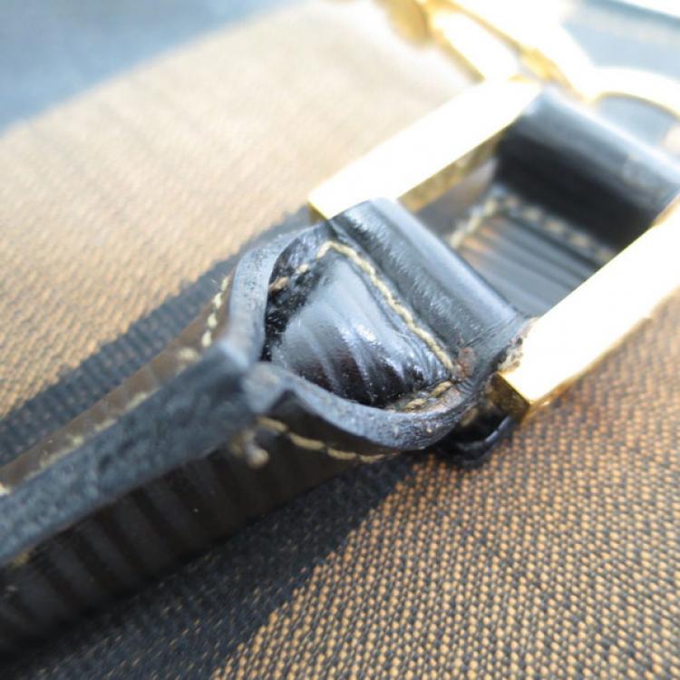 Pre Owned Fendi Brown Canvas Pequin Small Tote