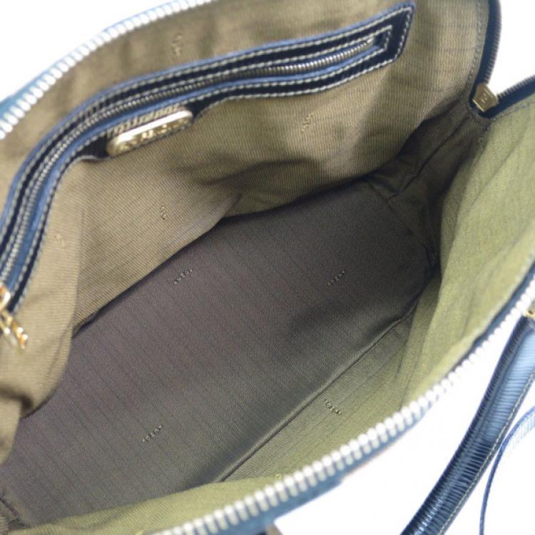 Pre Owned Fendi Brown Canvas Pequin Small Tote