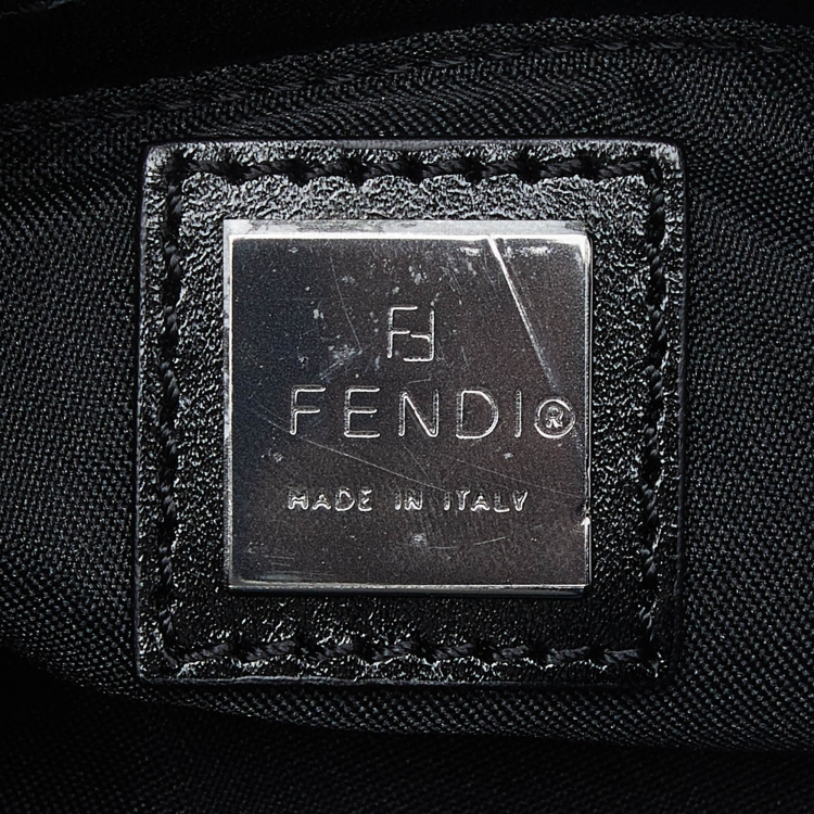 Pre Owned Fendi Black Zucchino Fabric and Leather Pochette 