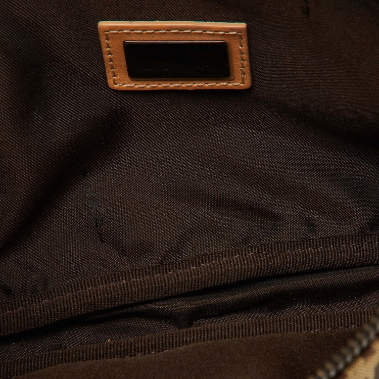 Pre Owned Fendi Tobacco Zucca Canvas and Leather Half Moon Pochette 
