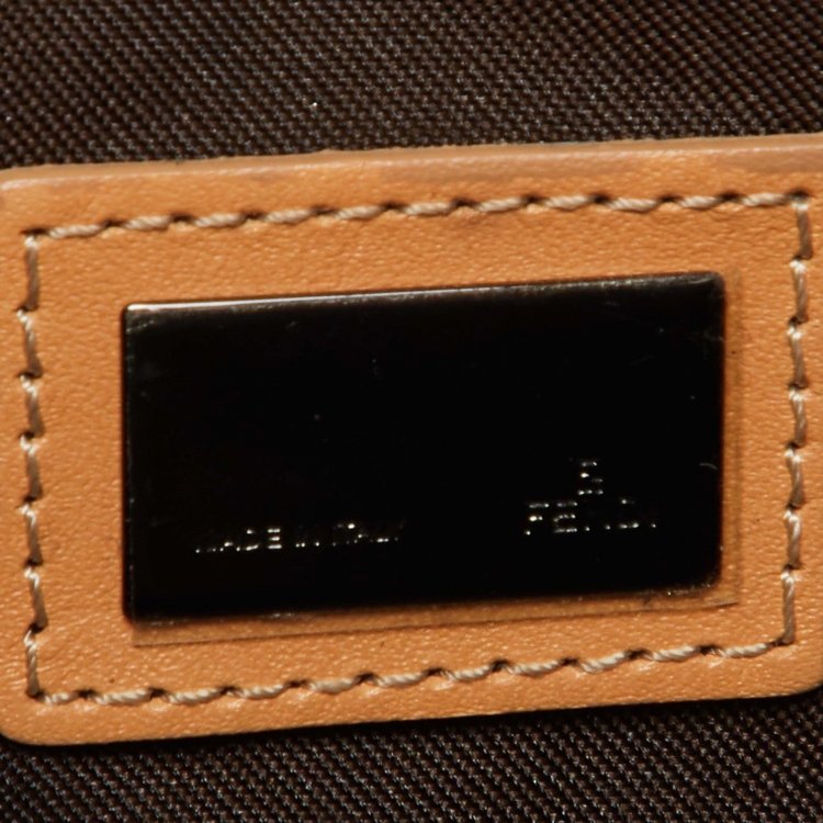 Pre Owned Fendi Tobacco Zucca Canvas and Leather Half Moon Pochette 