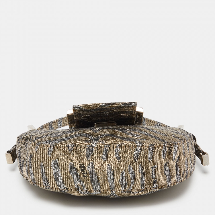 Pre Owned Fendi Metallic Lurex Fabric Croissant Bag