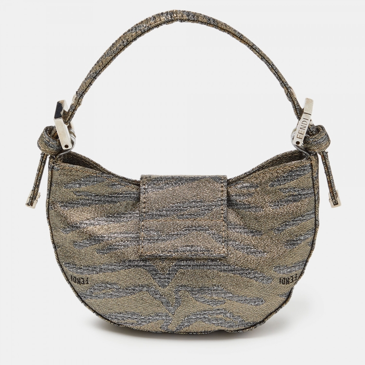 Pre Owned Fendi Metallic Lurex Fabric Croissant Bag