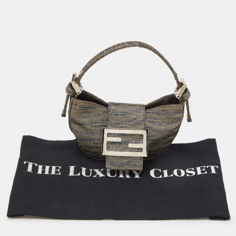 Pre Owned Fendi Metallic Lurex Fabric Croissant Bag