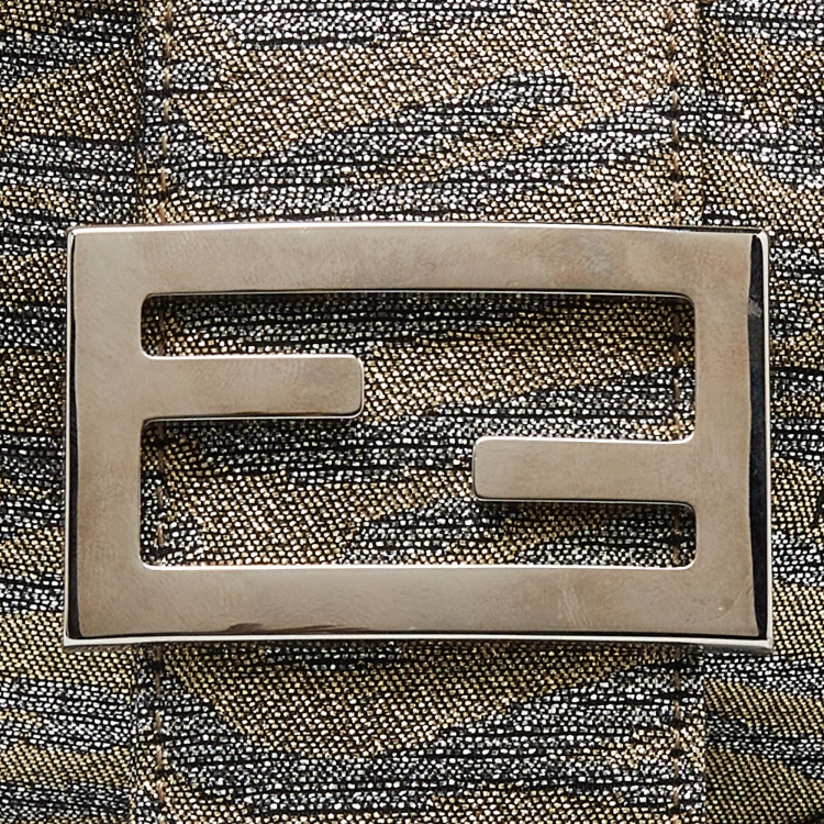 Pre Owned Fendi Metallic Lurex Fabric Croissant Bag