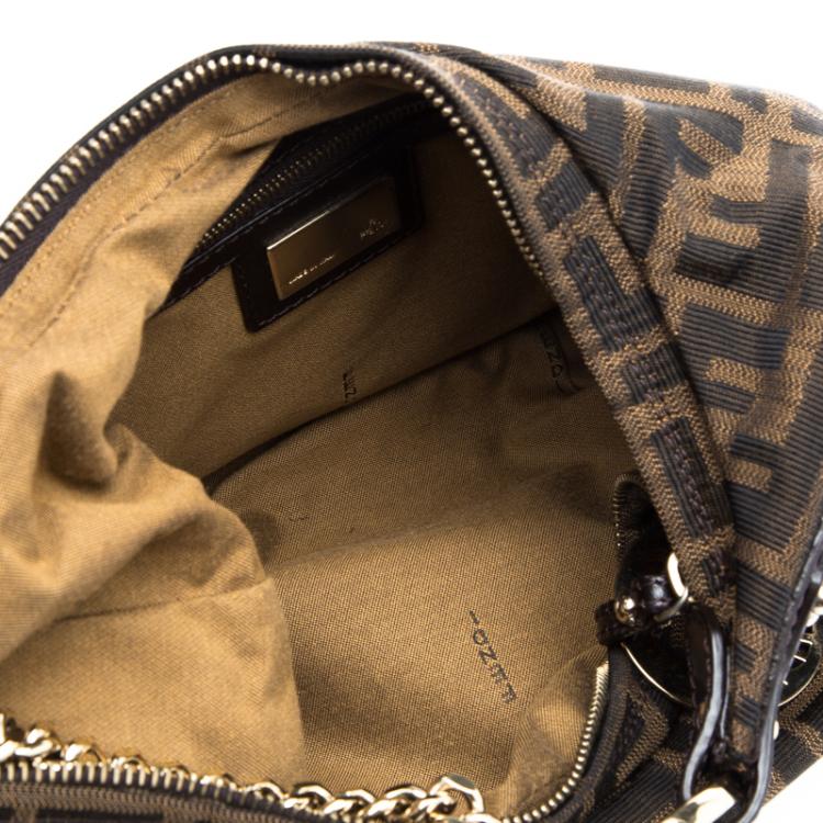 Pre Owned Fendi Tobacco Zucca Canvas Chef Chain Hobo