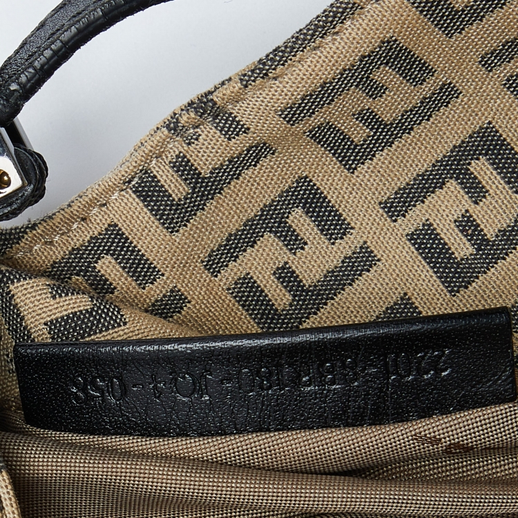 Pre Owned Fendi Beige/Brown Zucchino Fabric and Leather Mini Baguette Bag