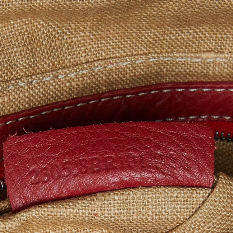 Pre Owned Fendi Beige/Red Canvas and Leather Flap Baguette Bag