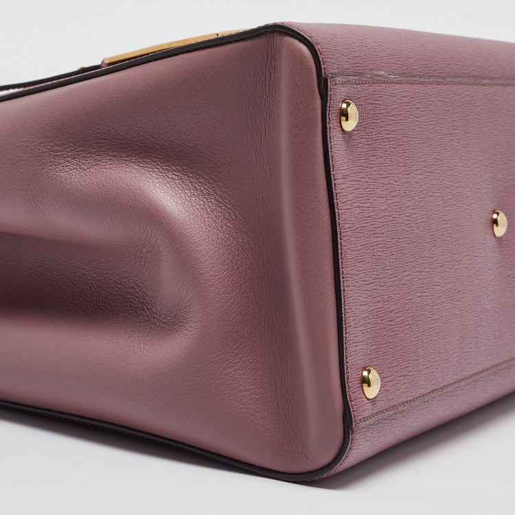Pre Owned Fendi Lilac Leather Medium 2Jours Tote