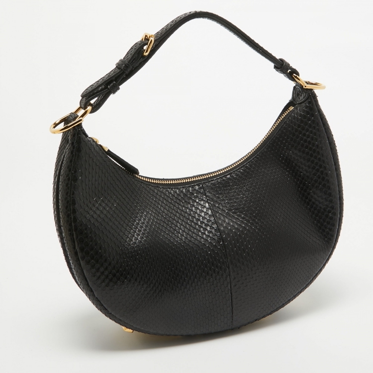 Pre Owned Fendi Black Python Fendigraphy Hobo