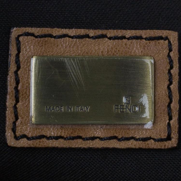 Pre Owned Fendi Brown Leather Patent Trim B Bag