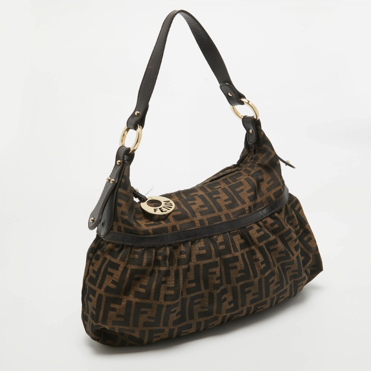 Pre Owned Fendi Tobacco Zucca Canvas and Leather Chef Hobo