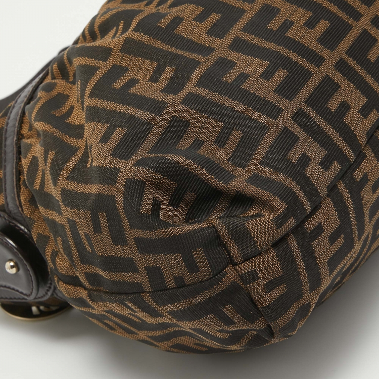 Pre Owned Fendi Tobacco Zucca Canvas and Leather Chef Hobo
