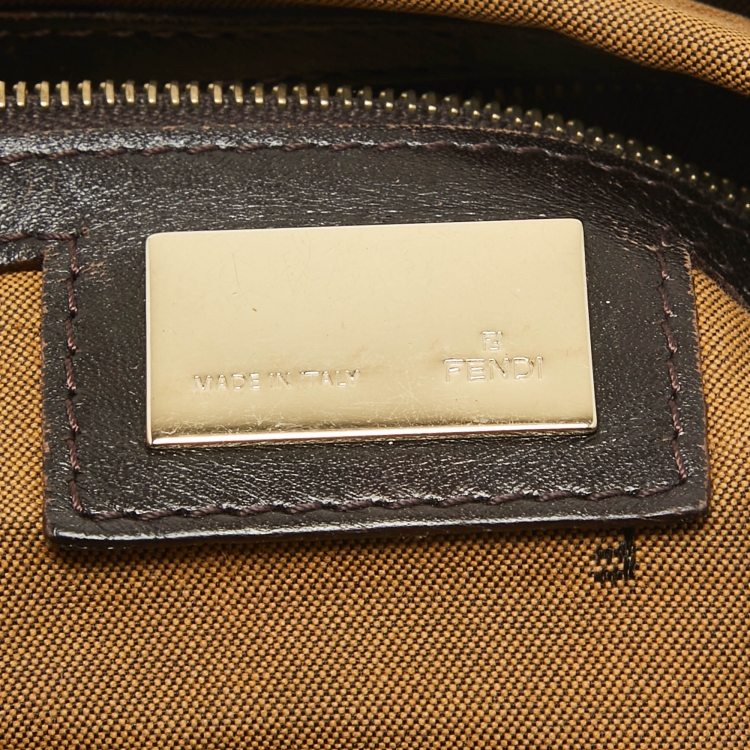 Pre Owned Fendi Tobacco Zucca Canvas and Leather Chef Hobo