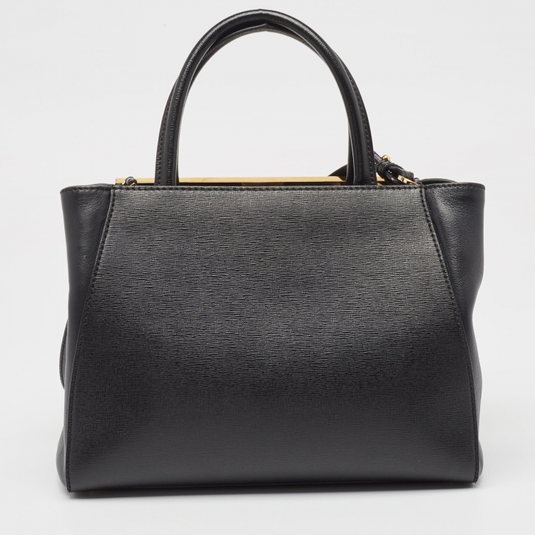Pre Owned Fendi Black Leather Petite Sac 2jours Tote