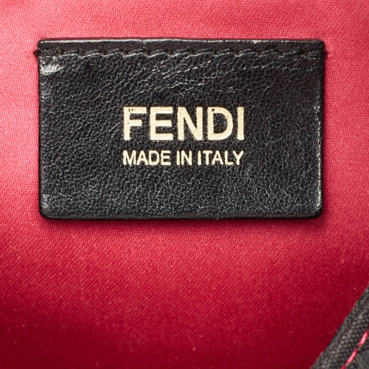 Pre Owned Fendi Black/Magenta Zucchino Canvas Grand Shopper Tote