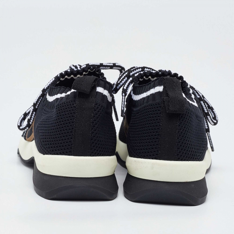 Pre Owned Fendi Black Mesh FF Rockoko Low Top Sneakers Size 39