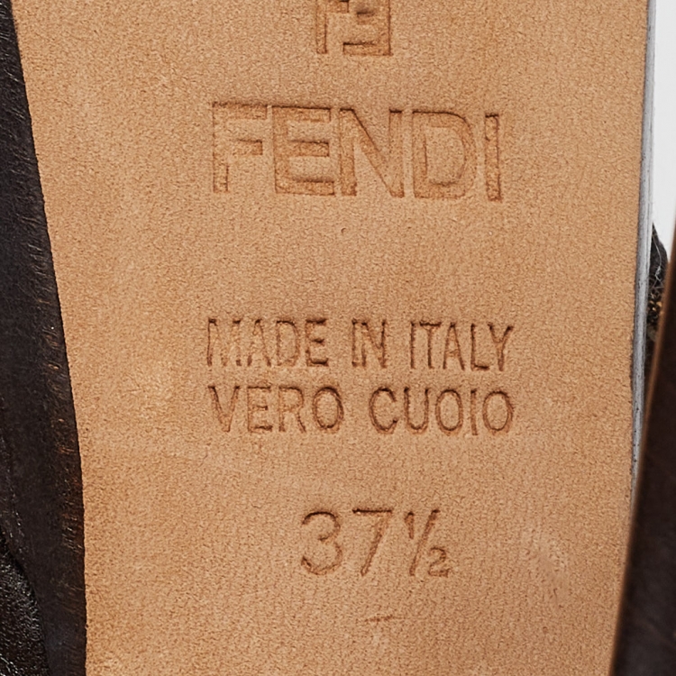 مملوكة مسبقًا Fendi Tobacco Zucca Canvas and Leather Liberty Platform Sandals Size 37.5
