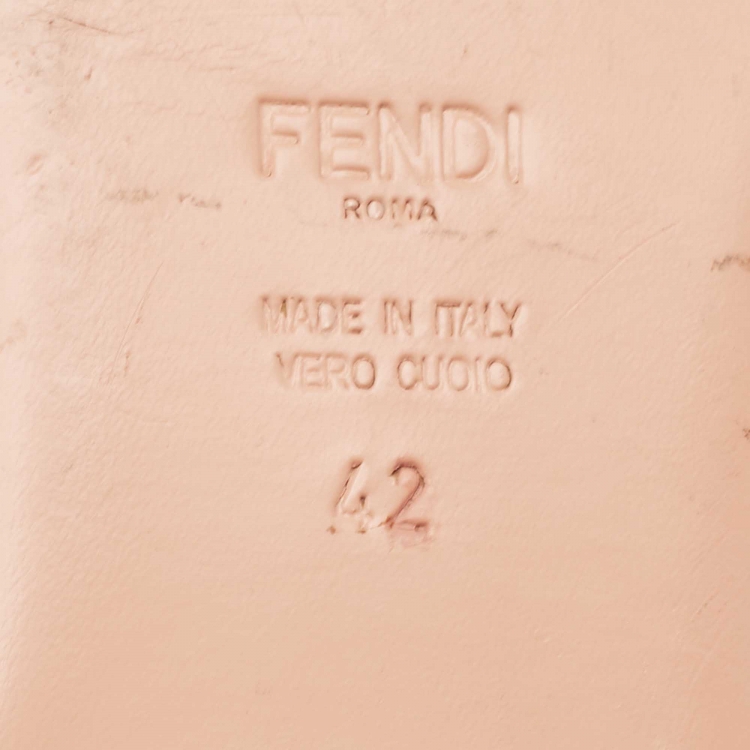 Pre Owned Fendi Burgundy Leather Flowerland Flat Slides Size 42