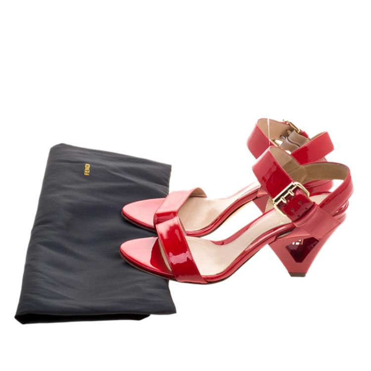 Fendi Red Patent Leather Ankle Strap 