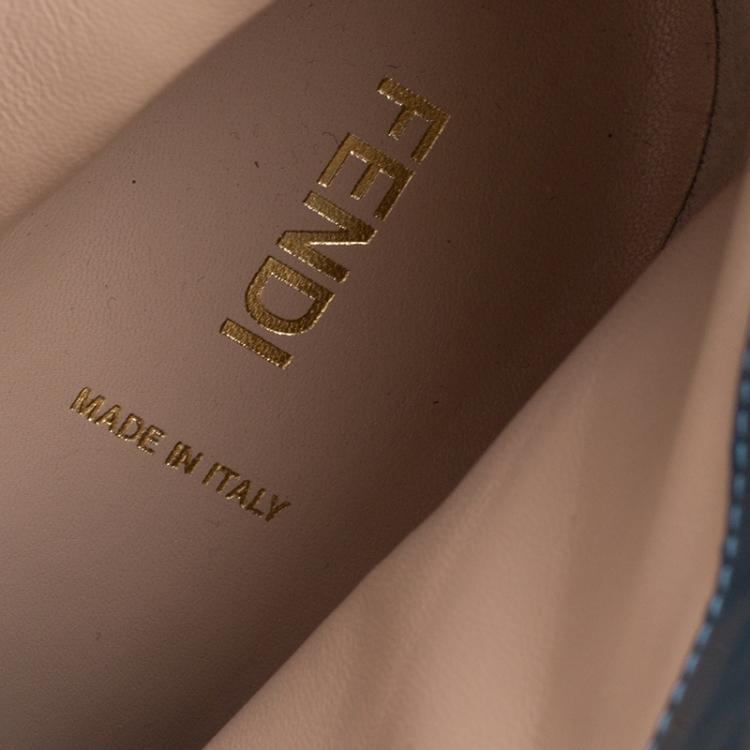مملوكة مسبقًا Fendi Aquamarine Patent Leather Ankle Boots Size 40