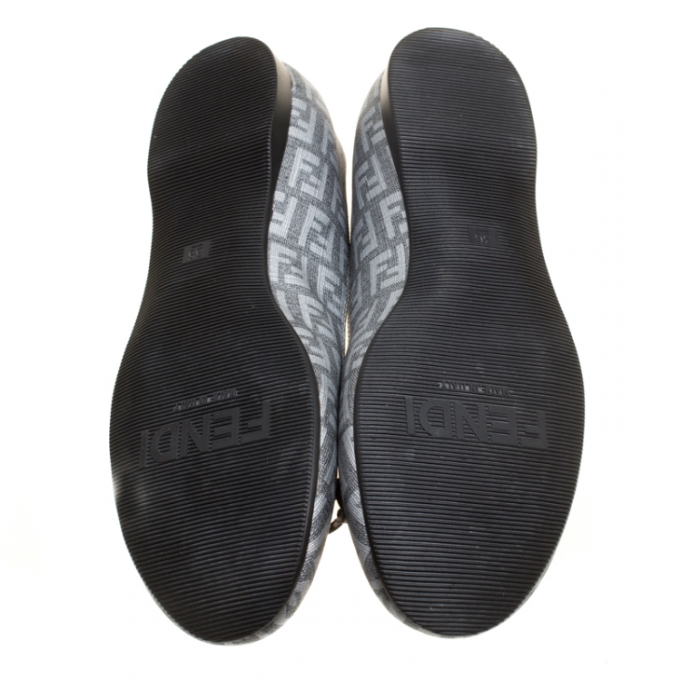 Pre Owned Fendi Grey Zucca Canvas Bow Ballet Flats Size 36