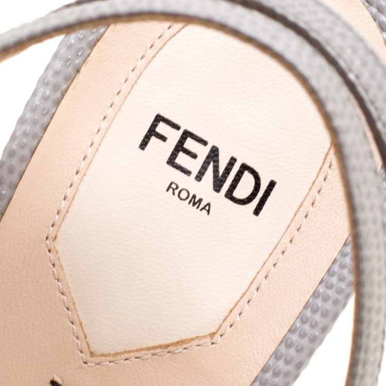 Pre Owned Fendi Multicolor Leather Fantasia Studded Ankle Strap Sandals Size 39.5