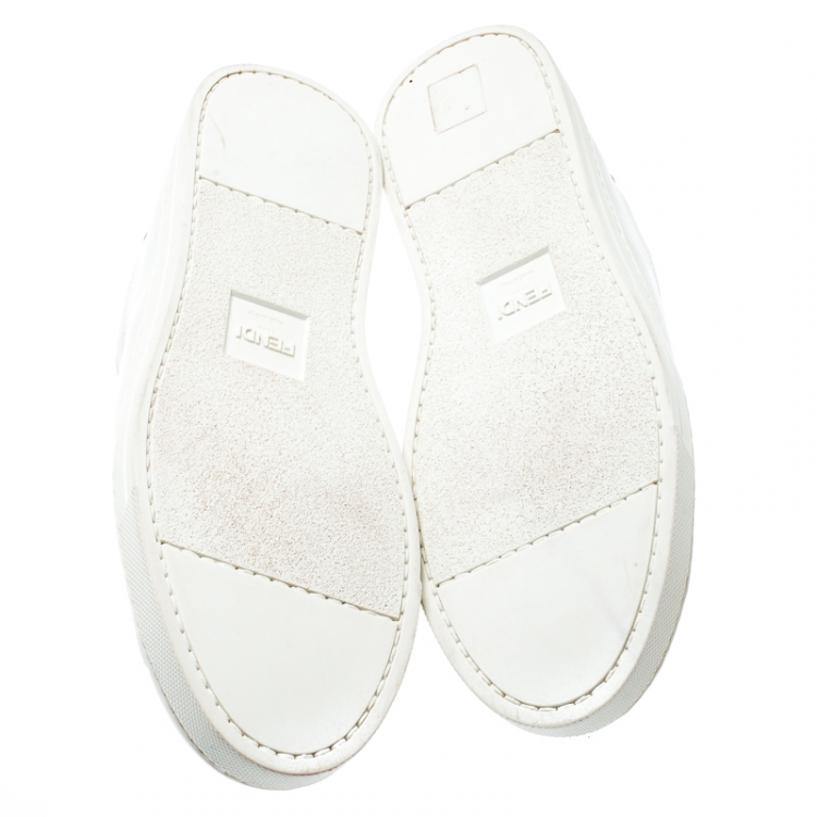 Fendi White Leather With Logo Knit 