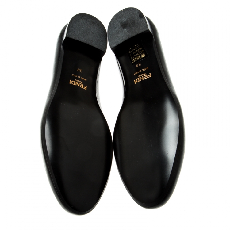 مملوكة مسبقًا Fendi Black Leather Ballet Flats Size 39