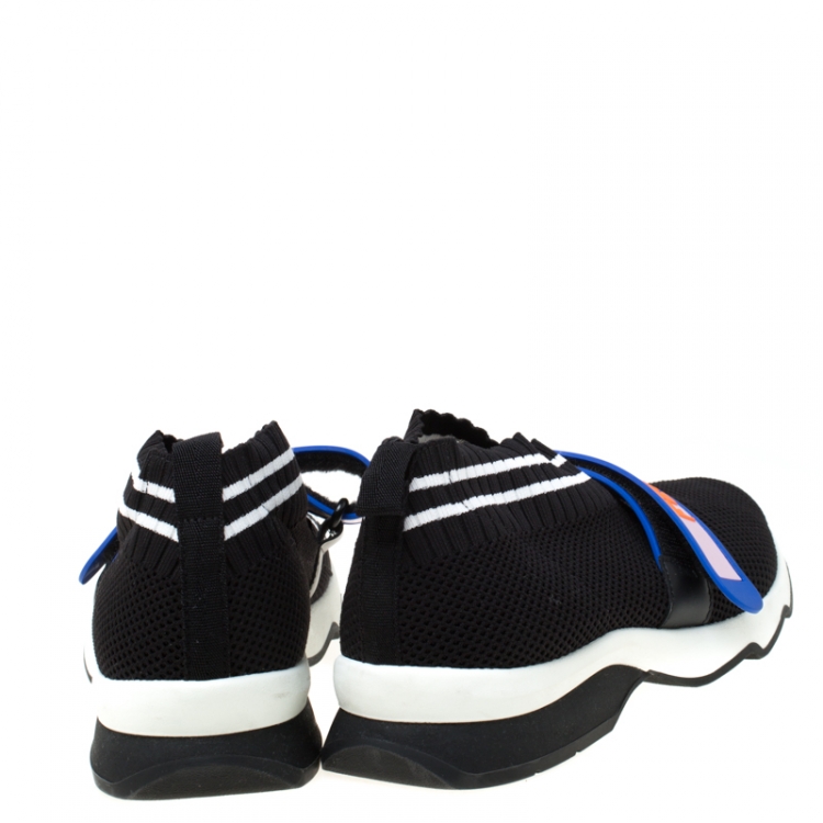 Pre Owned Fendi Black Knit Fabric Rockoko Sneakers Size 38