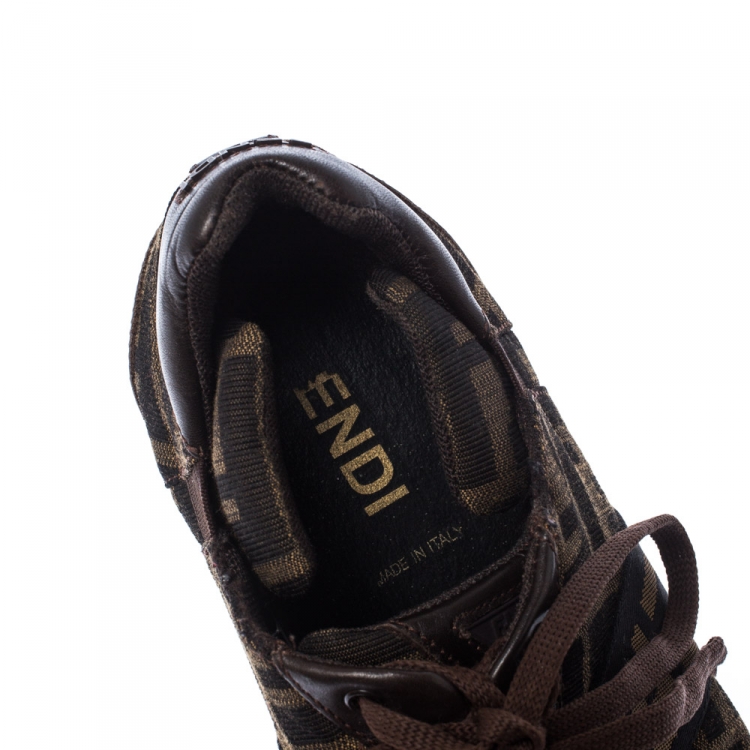مملوكة مسبقًا  Fendi Brown Zucca Canvas And Leather Lace Up Sneakers Size 40