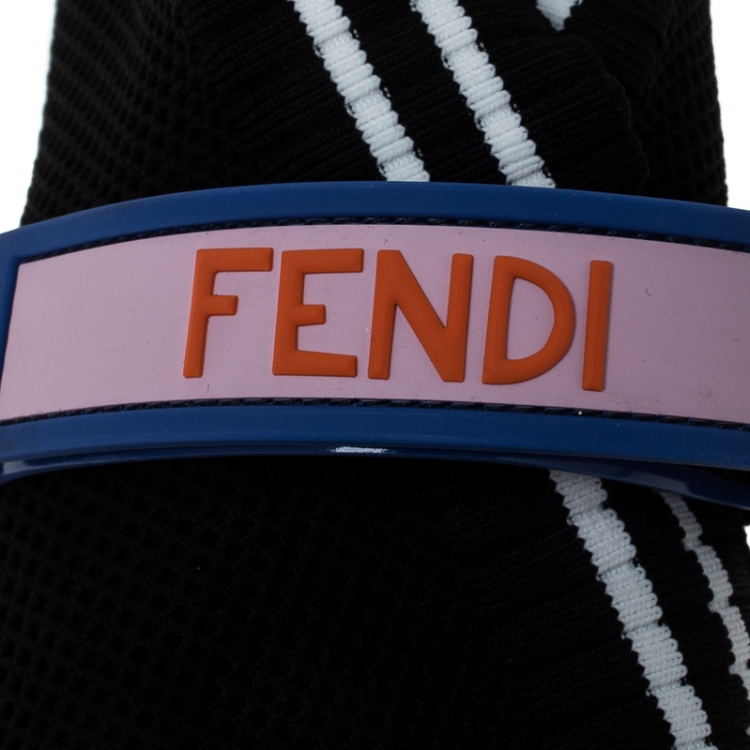 Pre Owned Fendi Multicolor Fabric and PVC Rockoko Mismatch Sneakers Size 39