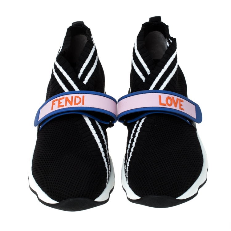 Pre Owned Fendi Multicolor Fabric and PVC Rockoko Mismatch Sneakers Size 39