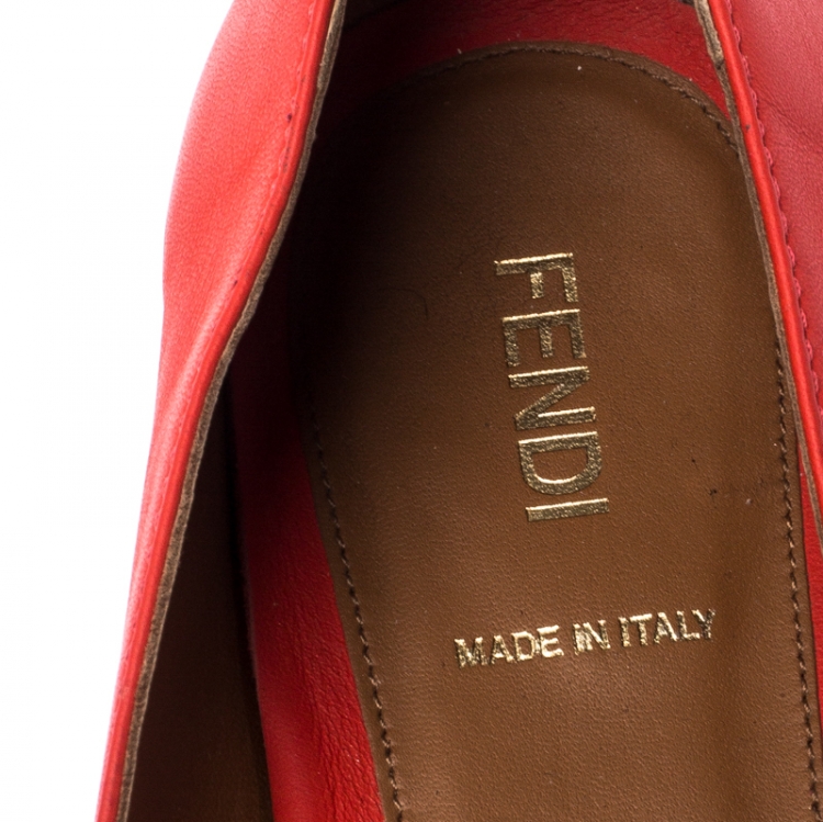 مملوكة مسبقًا Fendi Orange Leather Ballet Flats Size 38
