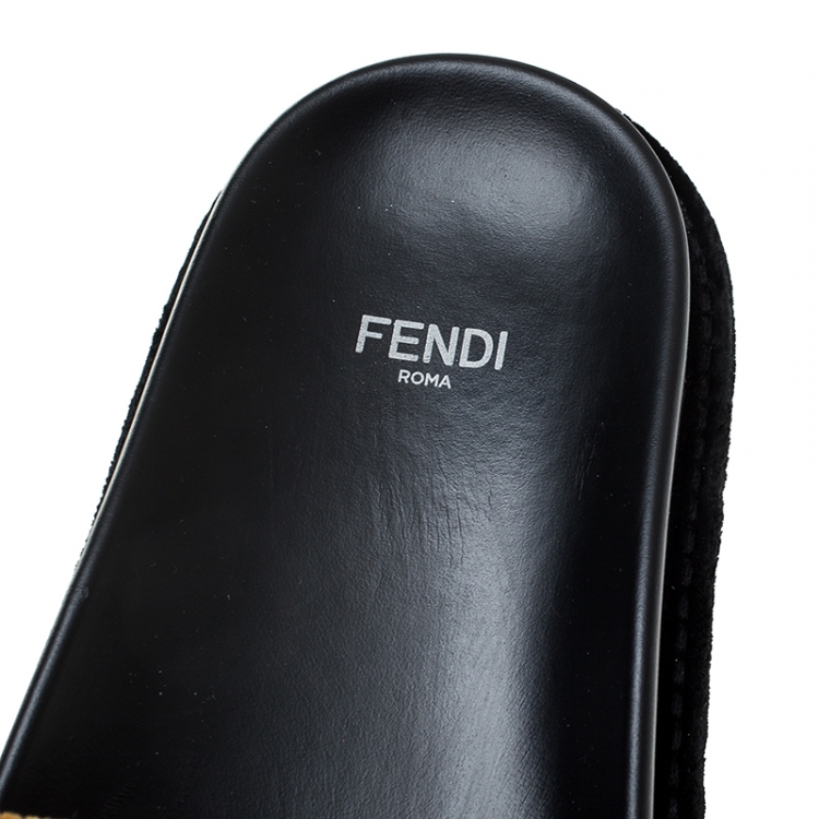 Pre Owned Fendi Brown FF Fur Slip On Slides Size 38