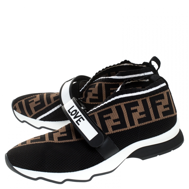 Pre Owned Fendi Multicolor FF Monogram Knit Fabric Rockoko Sneakers Size 41