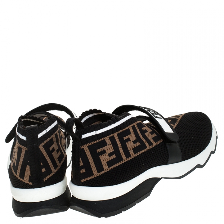 Pre Owned Fendi Multicolor FF Monogram Knit Fabric Rockoko Sneakers Size 41