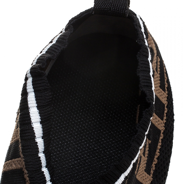 Pre Owned Fendi Multicolor FF Monogram Knit Fabric Rockoko Sneakers Size 41