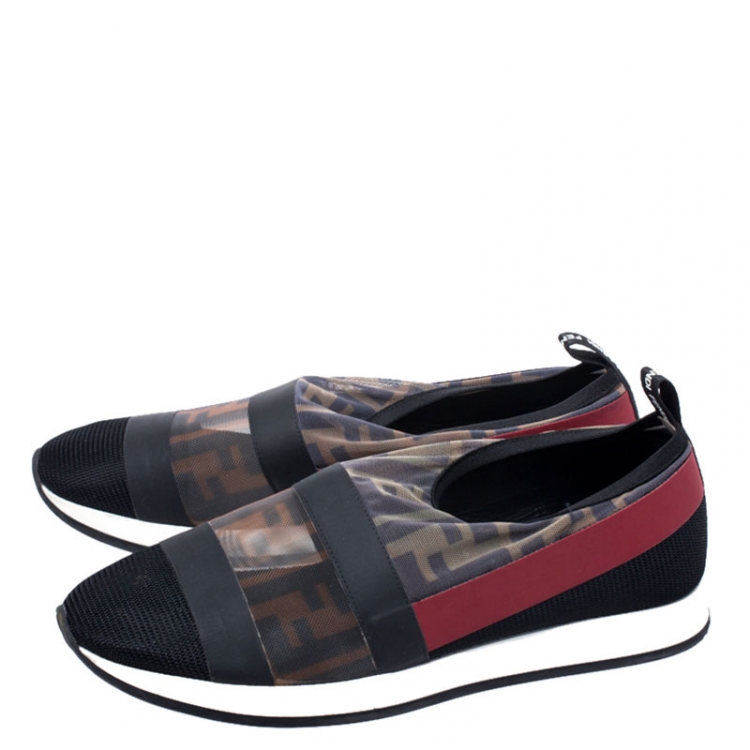 Pre Owned Fendi Multicolor Stretch Mesh Slip On Sneakers Size 38