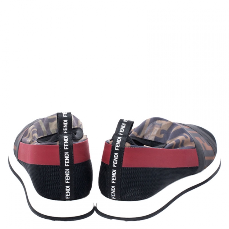 Pre Owned Fendi Multicolor Stretch Mesh Slip On Sneakers Size 38