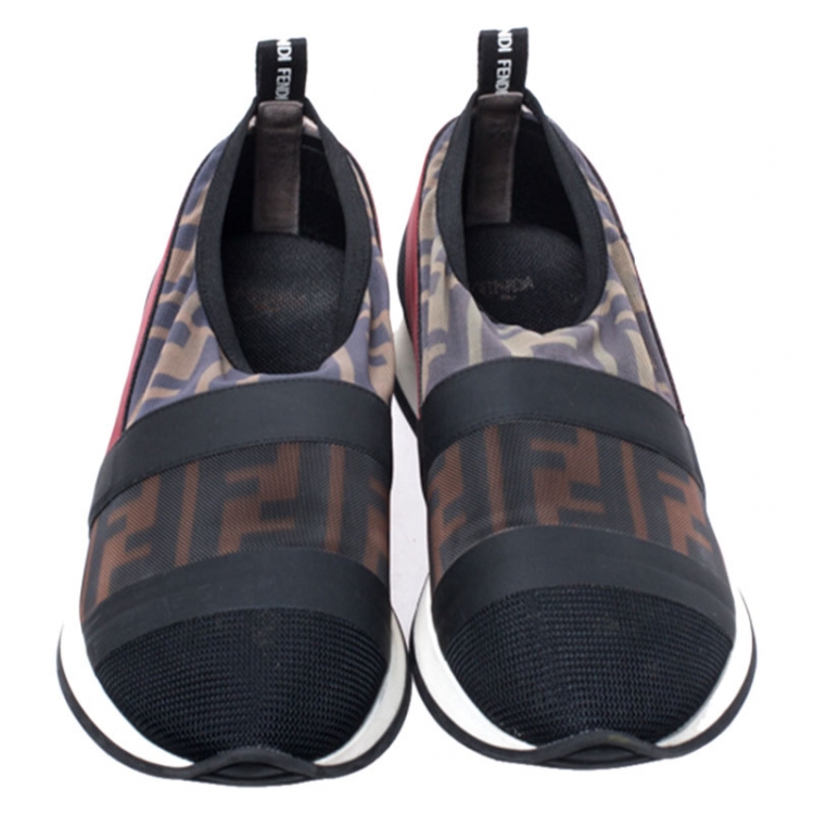 Pre Owned Fendi Multicolor Stretch Mesh Slip On Sneakers Size 38