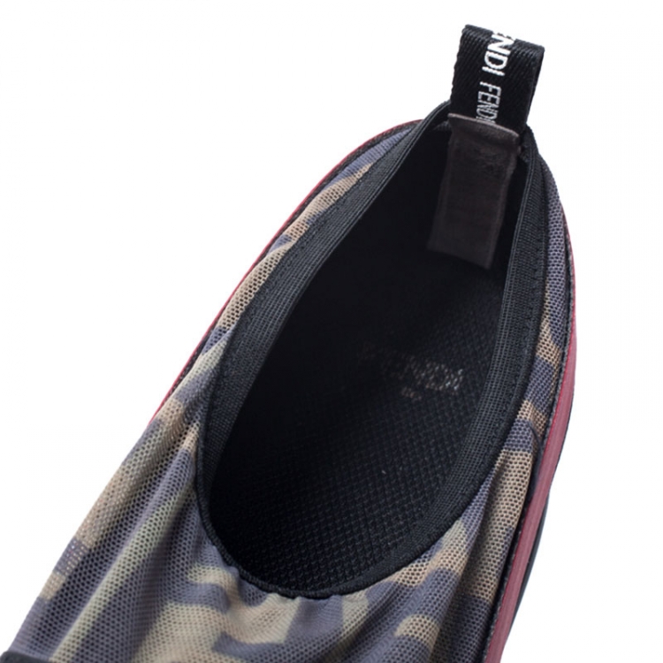 Pre Owned Fendi Multicolor Stretch Mesh Slip On Sneakers Size 38