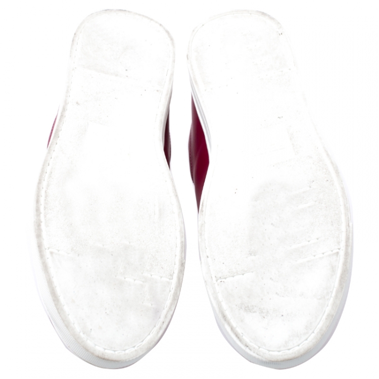 Pre Owned Fendi Red Leather Slip On Sneakers Size 38